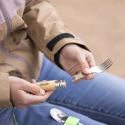 Opinel Picnic+ Beechwood Complete Cutlery Set – No.08 Stainless Steel Folding Knife with Fork & Spoon Inserts 9 Opinel Picnic+ Beechwood Complete Cutlery Set – No.08 Stainless Steel Folding Knife with Fork & Spoon Inserts -Campmor Outdoor Clothing 0025002