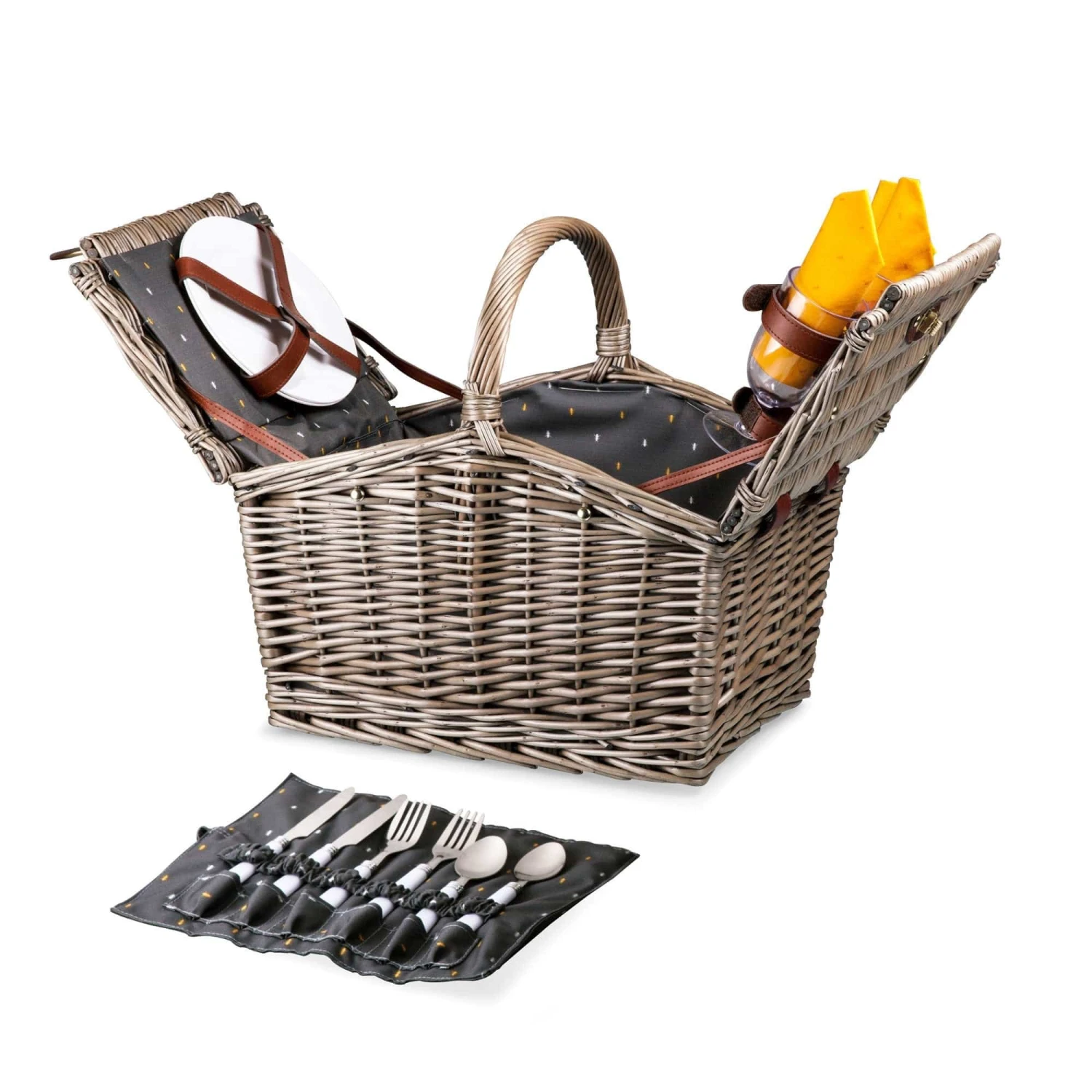 Picnic Time Piccadilly Picnic Basket – Red Gingham Lined Handwoven Willow Basket for 2 9 Picnic Time Piccadilly Picnic Basket – Red Gingham Lined Handwoven Willow Basket for 2 - Image 9