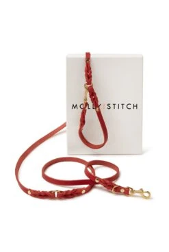 Butter Leather 3x Adjustable Dog Leash - Chili Red By Molly And Stitch US
