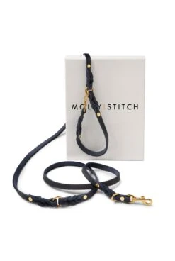 Butter Leather 3x Adjustable Dog Leash - Navy Blue By Molly And Stitch US