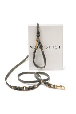 Butter Leather 3x Adjustable Dog Leash - Timeless Grey By Molly And Stitch US