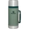 Stanley Classic Vacuum Insulated Large Food Jar 1 Qt – Hammertone Green Leak-Proof Thermos with Integrated Spork