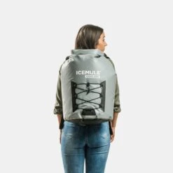 Icemule Pro Large 23L Backpack Cooler - Grey and Black Roll-Top Insulated Soft Cooler -Campmor Outdoor Clothing 1014 Grey