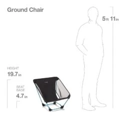 Helinox Ground Chair Black – Ultra-Lightweight Backpacking Chair with Anti-Sink Square Base -Campmor Outdoor Clothing 10501R1