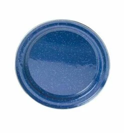 GSI Outdoors Pioneer Blue Speckled Enamelware 10 Inch Flat Plate – Durable Steel Camping Tableware