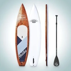 Pau Hana Malibu Tour 11'6" VFT Beginner Touring Paddle Board – White/Blue Durable Displacement SUP