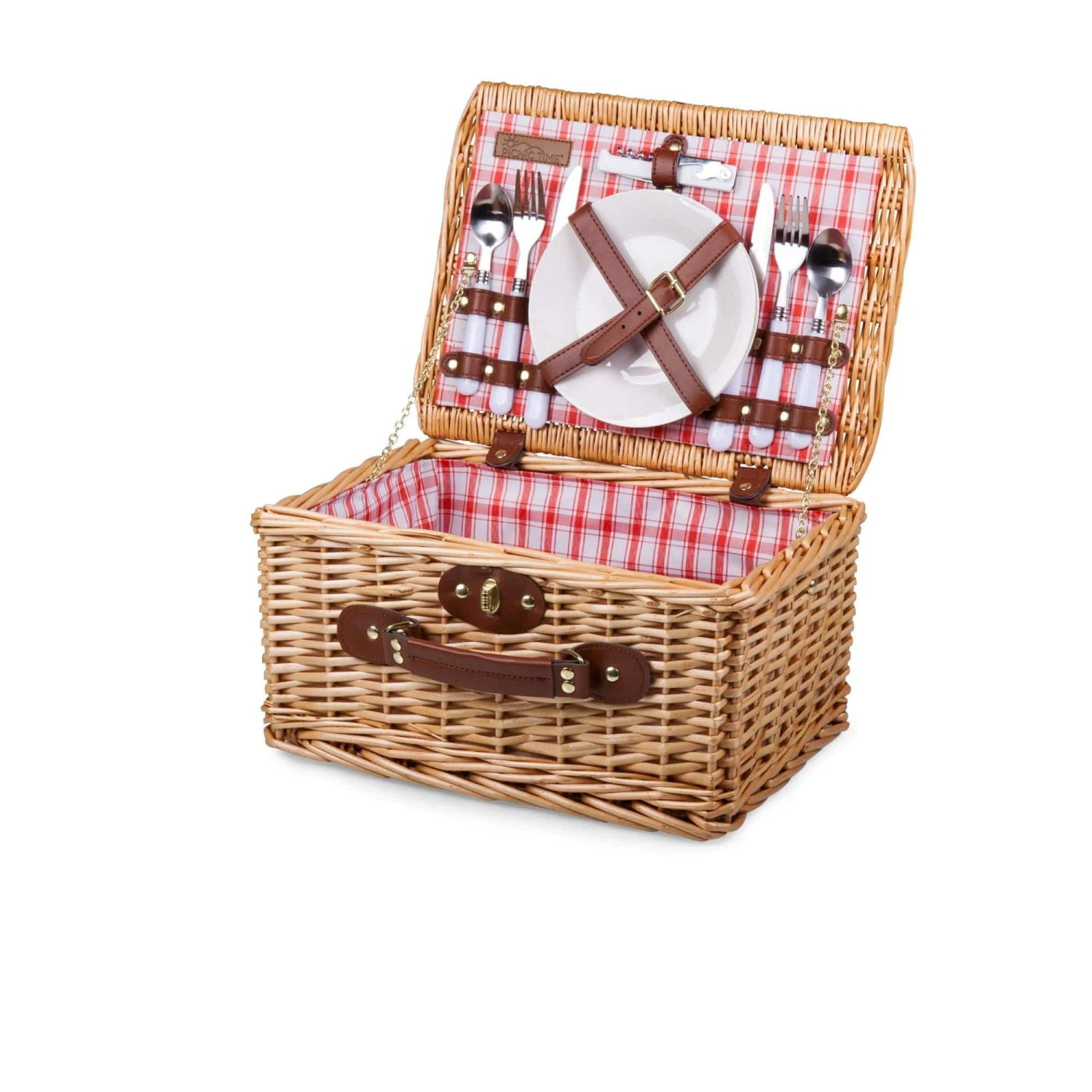 Catalina Picnic Basket for 2 - Handwoven Natural Willow Wicker with Genuine Leather Straps 1 Catalina Picnic Basket for 2 - Handwoven Natural Willow Wicker with Genuine Leather Straps