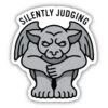Silently Judging Gargoyle Grey Stone Weather-Proof Vinyl - 3x3.5 Inch Sticker Decal