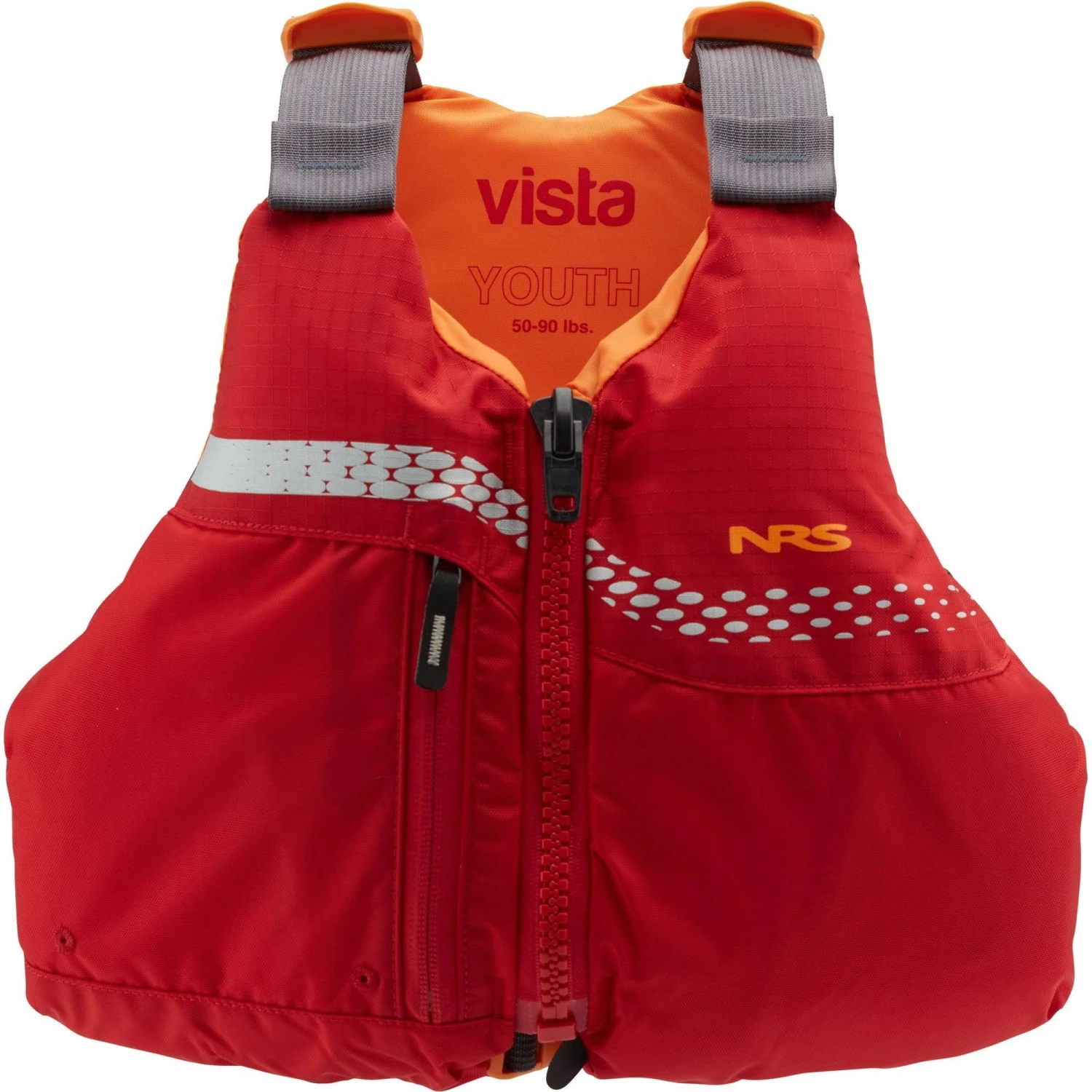 NRS Vista Youth PFD Life Jacket – USCG Approved 50-90 lbs High-Visibility Floating Vest 1 NRS Vista Youth PFD Life Jacket – USCG Approved 50-90 lbs High-Visibility Floating Vest