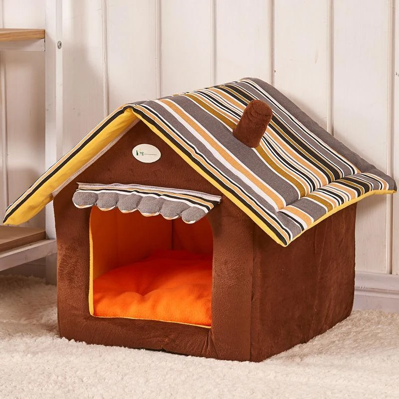 Cozy Striped Foldable Pet House And Bed By Dog Hugs Cat 3 Cozy Striped Foldable Pet House And Bed By Dog Hugs Cat - Image 3