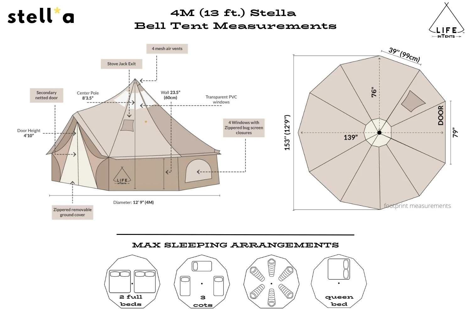 Life InTents 13' (4M) Stella Stargazing Canvas Tent 4 Life InTents 13' (4M) Stella Stargazing Canvas Tent - Image 4