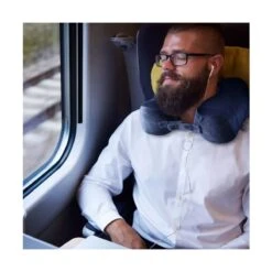 Lewis N. Clark Navy Blue Hexform Memory Foam – Ergonomic Travel Neck Pillow with Snap Closure -Campmor Outdoor Clothing 550BLU