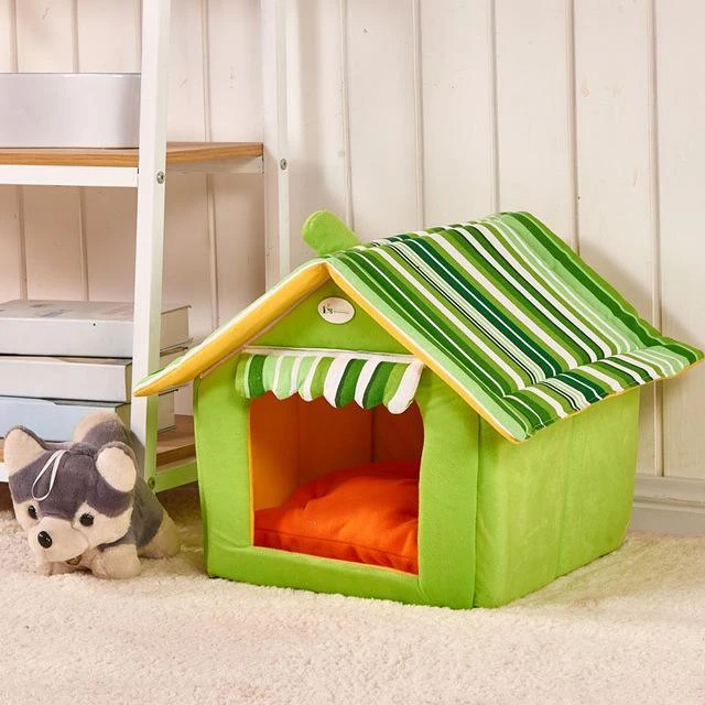 Cozy Striped Foldable Pet House And Bed By Dog Hugs Cat 6 Cozy Striped Foldable Pet House And Bed By Dog Hugs Cat - Image 6