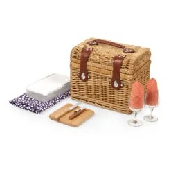 Napa Wine & Cheese Picnic Basket for 2 - Vintage Willow Wicker Set with Adeline Pattern Accessories -Campmor Outdoor Clothing 656e9a2dfac36ea385ec3102289915d3ce70900b