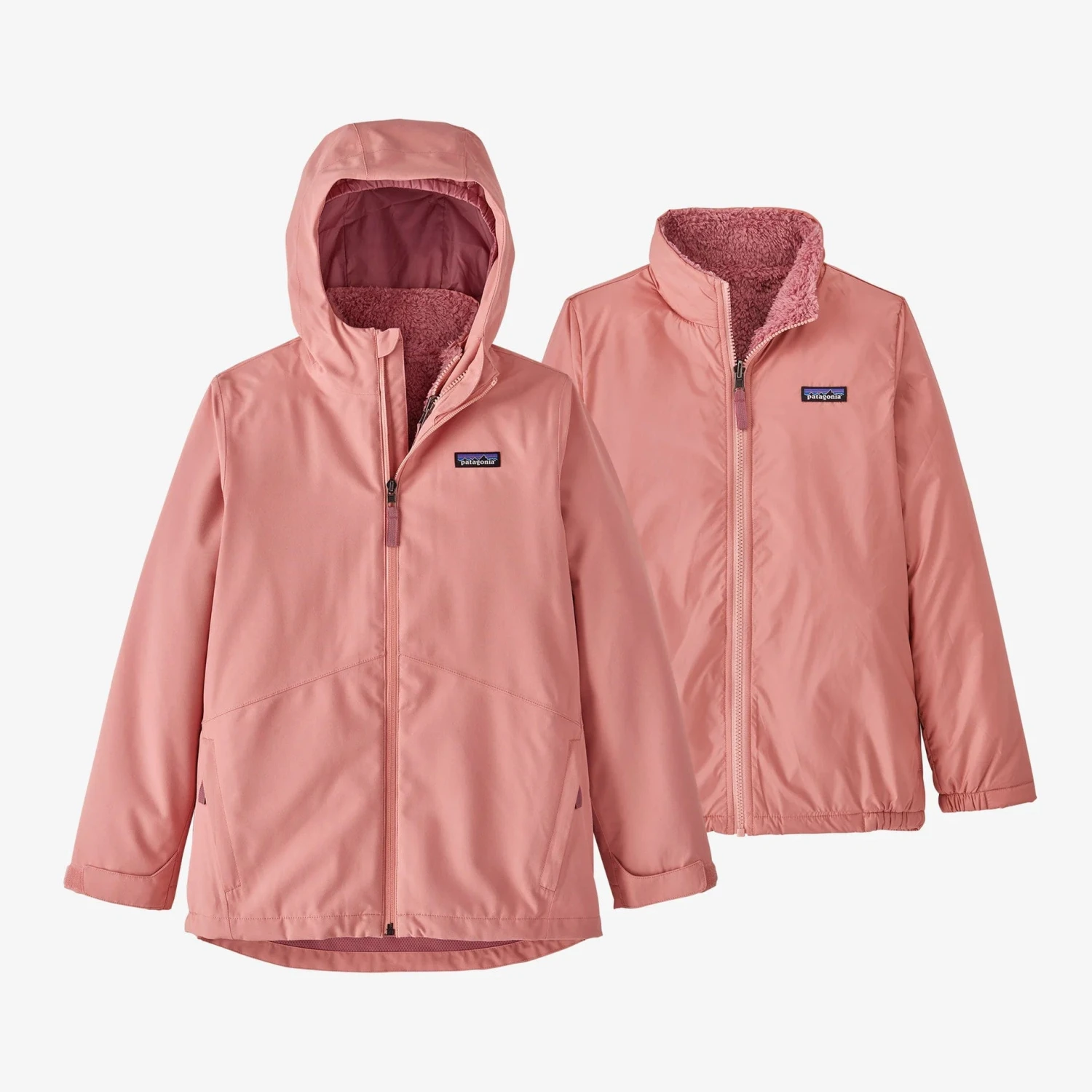 Patagonia Girls' 4-in-1 Everyday Jacket - Waterproof H2No® Shell with Reversible Fleece Liner 1 Patagonia Girls' 4-in-1 Everyday Jacket - Waterproof H2No® Shell with Reversible Fleece Liner