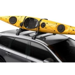 Thule Hull-A-Port Aero Kayak Carrier – Silver Aluminum Foldable J-Style Rack with StrapCatch