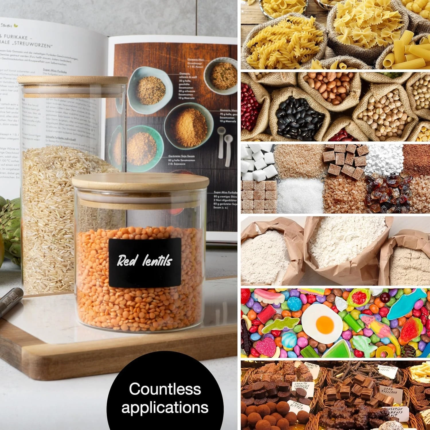 6 Glass Storage Jars With Lids, Includes Chalkboard Stickers And Chalk Pen By Moritz & Moritz 6 6 Glass Storage Jars With Lids, Includes Chalkboard Stickers And Chalk Pen By Moritz & Moritz - Image 6