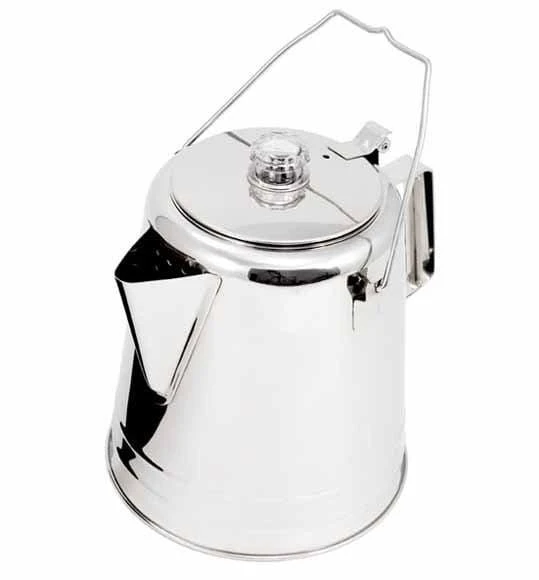 GSI Outdoors 28-Cup Glacier Stainless Steel Campfire Percolator – Heavy-Duty Large Group Coffee Pot 1 GSI Outdoors 28-Cup Glacier Stainless Steel Campfire Percolator – Heavy-Duty Large Group Coffee Pot