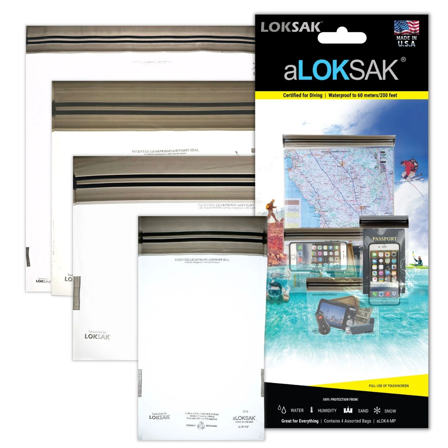 LOKSAK aLOKSAK Waterproof Multi-Pack - 4 Assorted Sizes Element-Proof Storage Bags 1 LOKSAK aLOKSAK Waterproof Multi-Pack - 4 Assorted Sizes Element-Proof Storage Bags