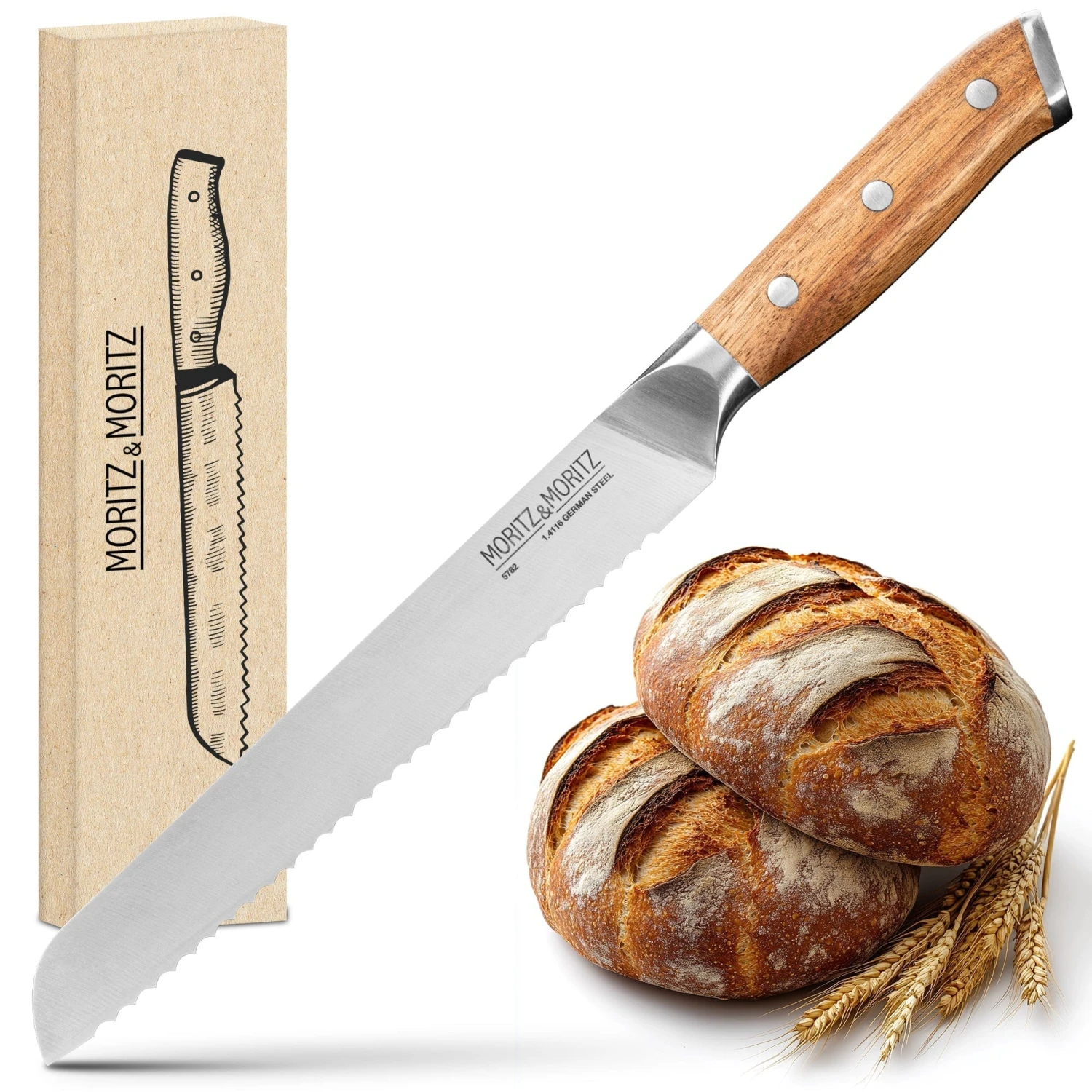 German Steel Professional Bread Knife (8 Inches) By Moritz & Moritz 1 German Steel Professional Bread Knife (8 Inches) By Moritz & Moritz