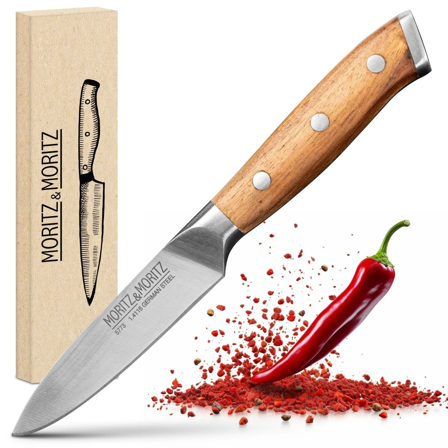 Moritz & Moritz 3.5 Inch German Steel Professional Paring Knife – Ergonomic Multipurpose Vegetable & Fruit Slicer 1 Moritz & Moritz 3.5 Inch German Steel Professional Paring Knife – Ergonomic Multipurpose Vegetable & Fruit Slicer