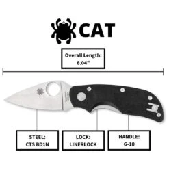 Spyderco Cat Black G-10 Plain Edge 9 Spyderco Cat Black G-10 Plain Edge -Campmor Outdoor Clothing C129GP