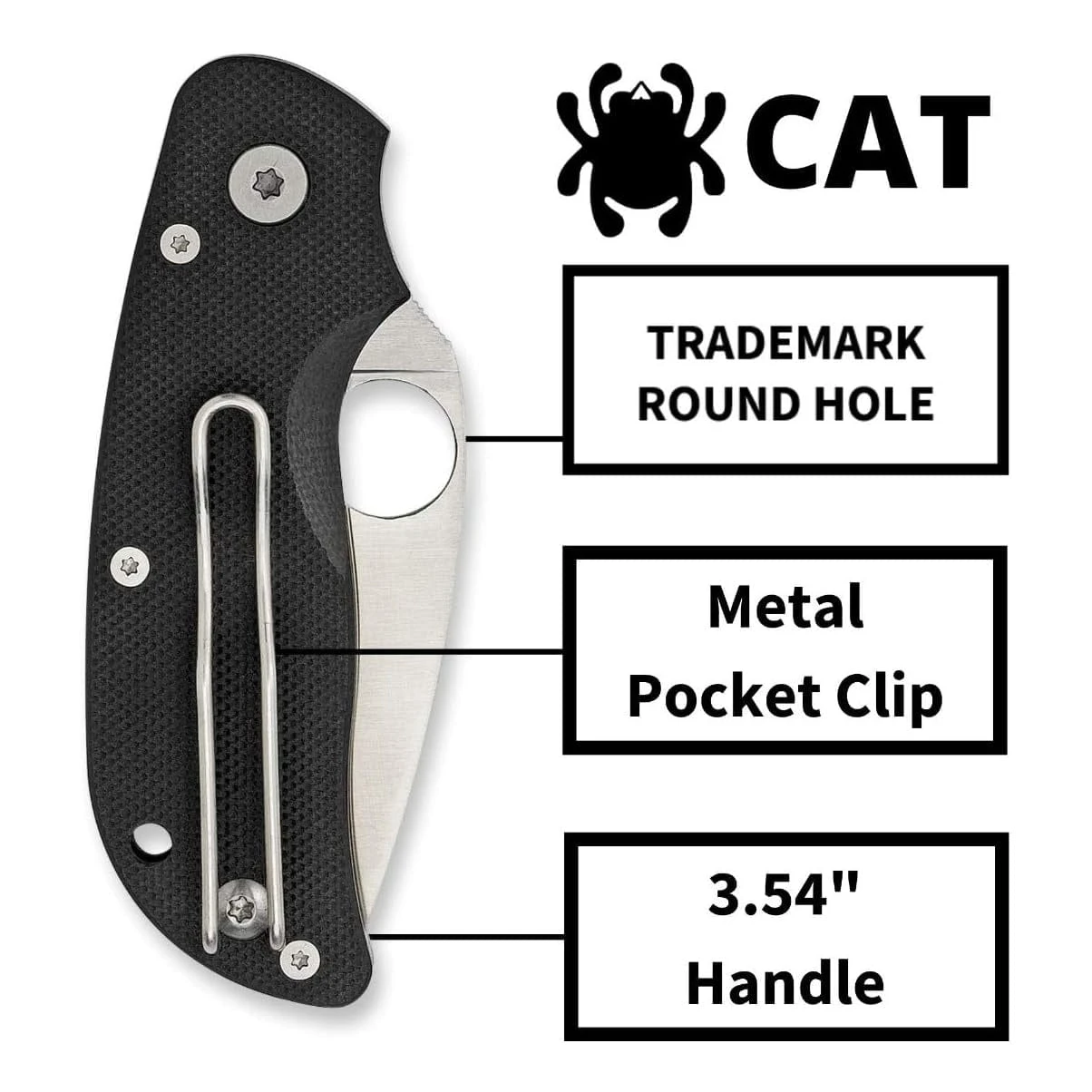 Spyderco Cat Black G-10 Plain Edge 4 Spyderco Cat Black G-10 Plain Edge - Image 4