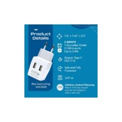 Ceptics Type C European Travel Adapter – Dual USB Ports & AC Outlet – Compact CTU-9C Travel Plug -Campmor Outdoor Clothing CTU 9C5 8da3d9b7 28ab 484f 8b1b 81ed381fba10