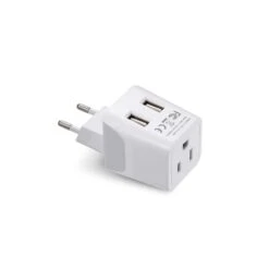 Ceptics Type C European Travel Adapter – Dual USB Ports & AC Outlet – Compact CTU-9C Travel Plug