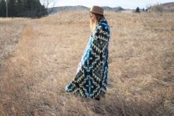 Andean Alpaca Wool Blanket - Blue Chakana By Alpaca Threadz -Campmor Outdoor Clothing DSC08511