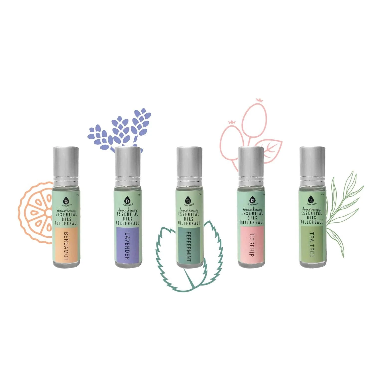 Aromatherapy Essential Oils Rollerballs (Bergamot, Lavender, Peppermint, Rosehip, Tea Tree) By Pursonic 3 Aromatherapy Essential Oils Rollerballs (Bergamot, Lavender, Peppermint, Rosehip, Tea Tree) By Pursonic - Image 3