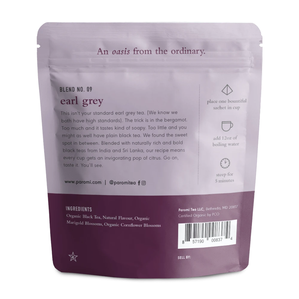 Organic Earl Grey Black Tea, Full Leaf, In Pyramid Tea Bags By Paromi Tea 5 Organic Earl Grey Black Tea, Full Leaf, In Pyramid Tea Bags By Paromi Tea - Image 5