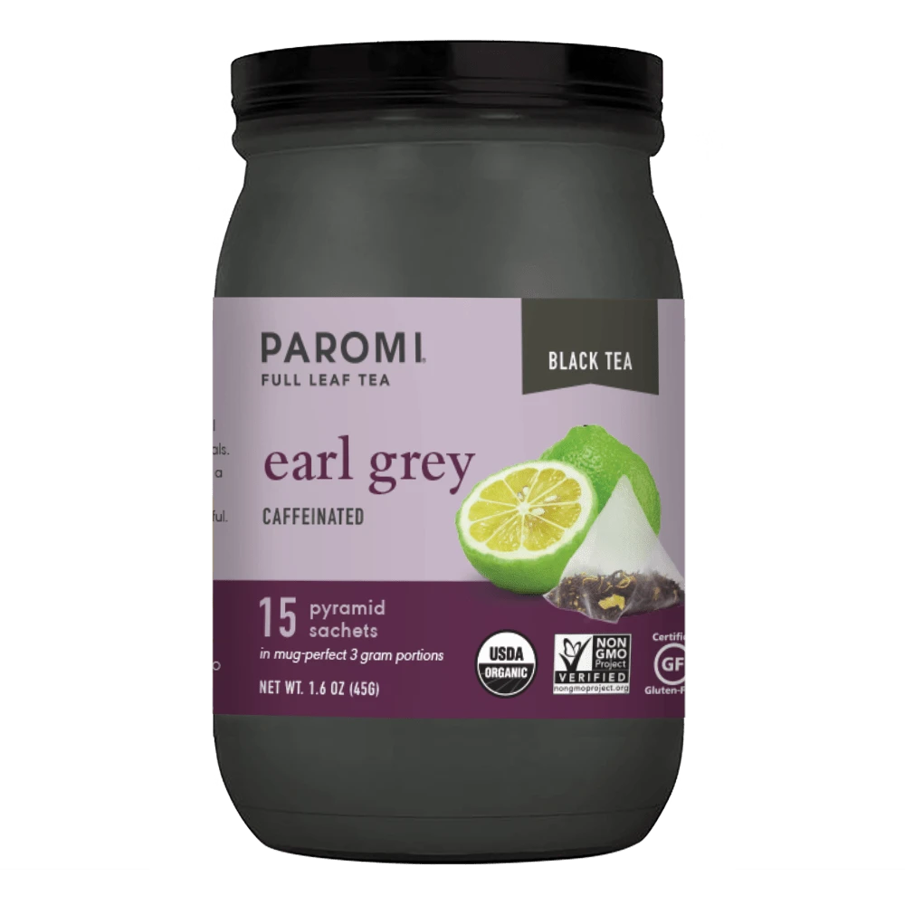 Organic Earl Grey Black Tea, Full Leaf, In Pyramid Tea Bags By Paromi Tea 1 Organic Earl Grey Black Tea, Full Leaf, In Pyramid Tea Bags By Paromi Tea