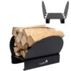 Hearth Bin Adjustable Firewood Rack – Black Powder-Coated Steel Space-Saving Hearthside Log Holder