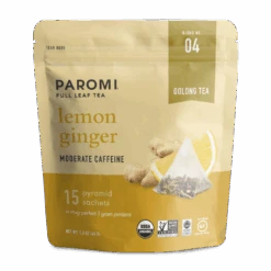 Organic Lemon Ginger Oolong Tea, Full Leaf, In Pyramid Tea Bags By Paromi Tea 11 Organic Lemon Ginger Oolong Tea, Full Leaf, In Pyramid Tea Bags By Paromi Tea -Campmor Outdoor Clothing LemonGinger 15ct Pouch Mockup