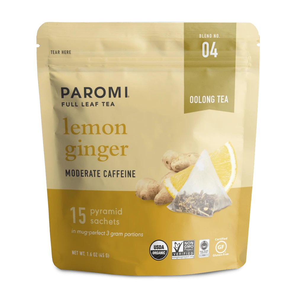 Organic Lemon Ginger Oolong Tea, Full Leaf, In Pyramid Tea Bags By Paromi Tea 4 Organic Lemon Ginger Oolong Tea, Full Leaf, In Pyramid Tea Bags By Paromi Tea - Image 4
