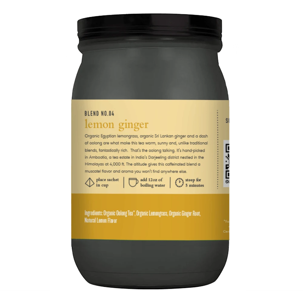 Organic Lemon Ginger Oolong Tea, Full Leaf, In Pyramid Tea Bags By Paromi Tea 3 Organic Lemon Ginger Oolong Tea, Full Leaf, In Pyramid Tea Bags By Paromi Tea - Image 3