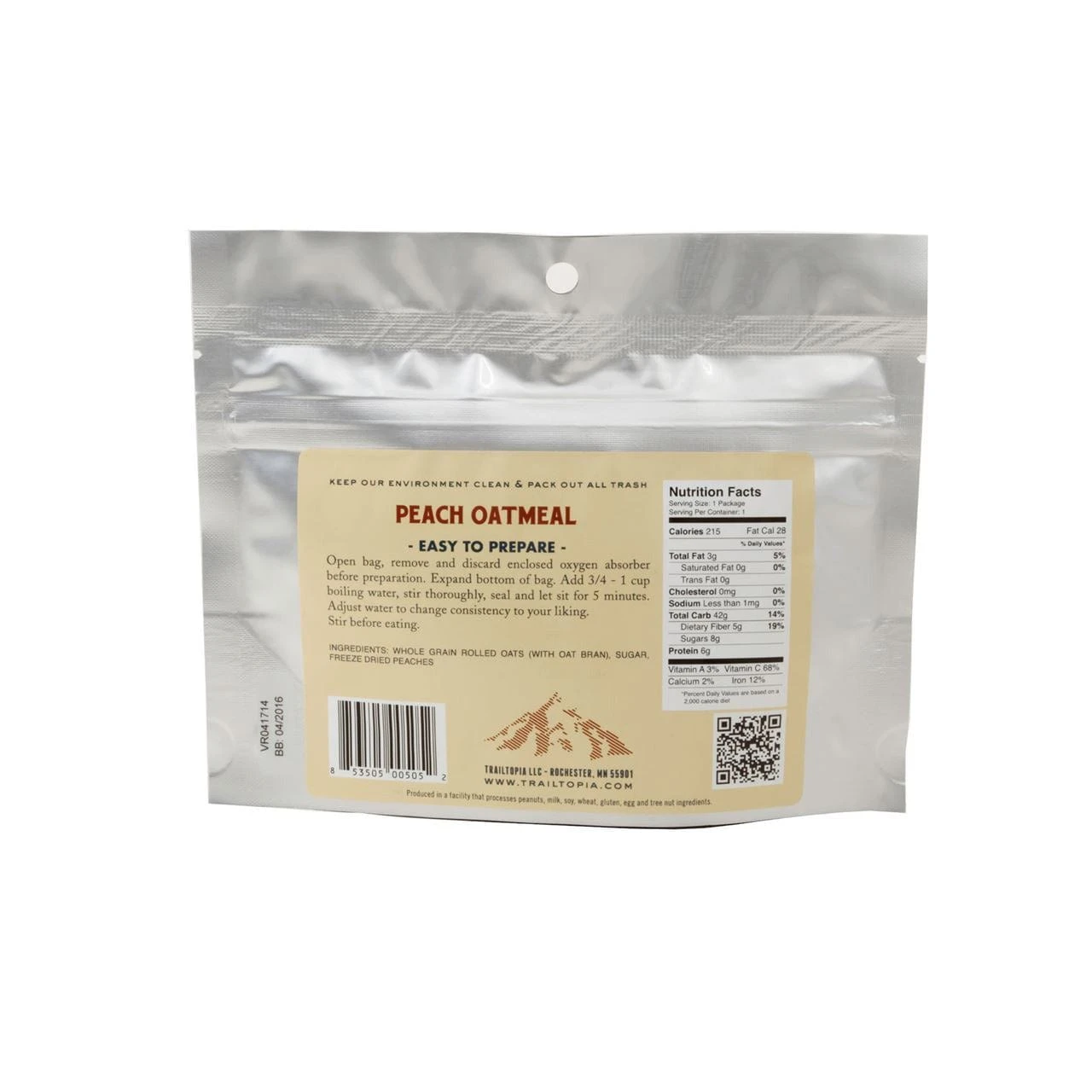 Trailtopia Adventure Food Peach Oatmeal - GF 2 Trailtopia Adventure Food Peach Oatmeal - GF - Image 2