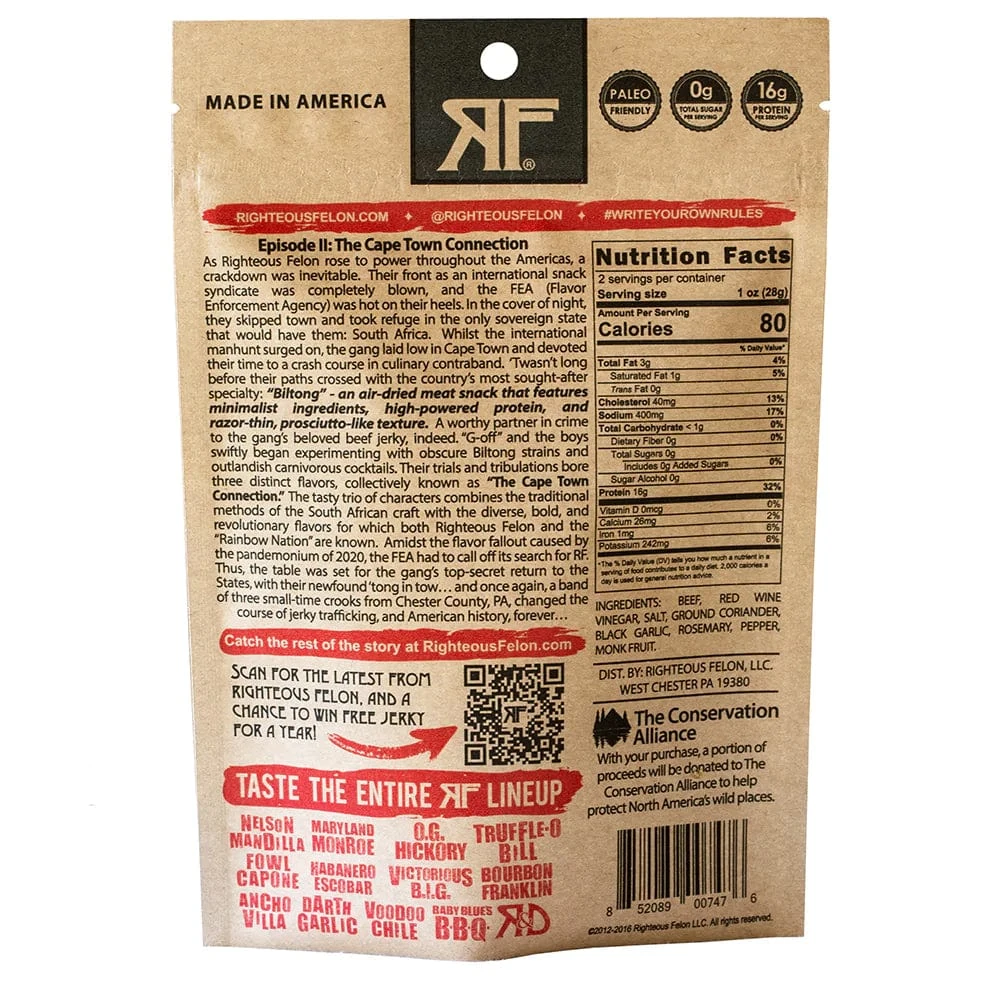 Righteous Felon Darth Garlic Biltong-2oz. Jerky 2 Righteous Felon Darth Garlic Biltong-2oz. Jerky - Image 2