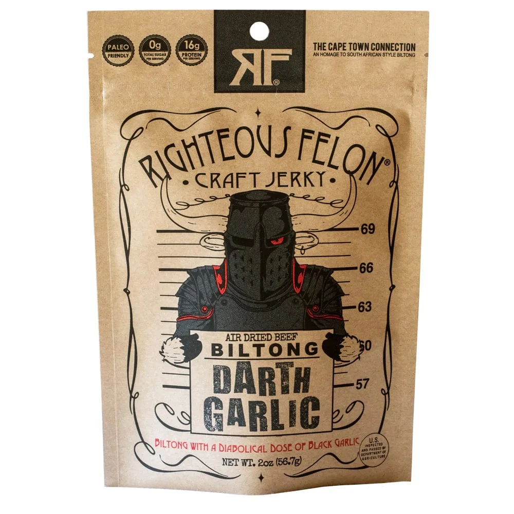 Righteous Felon Darth Garlic Biltong-2oz. Jerky 1 Righteous Felon Darth Garlic Biltong-2oz. Jerky