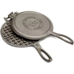 Rome Old Fashioned Waffle Iron – Cast Iron 6-Inch Round Camp Stove Cookware