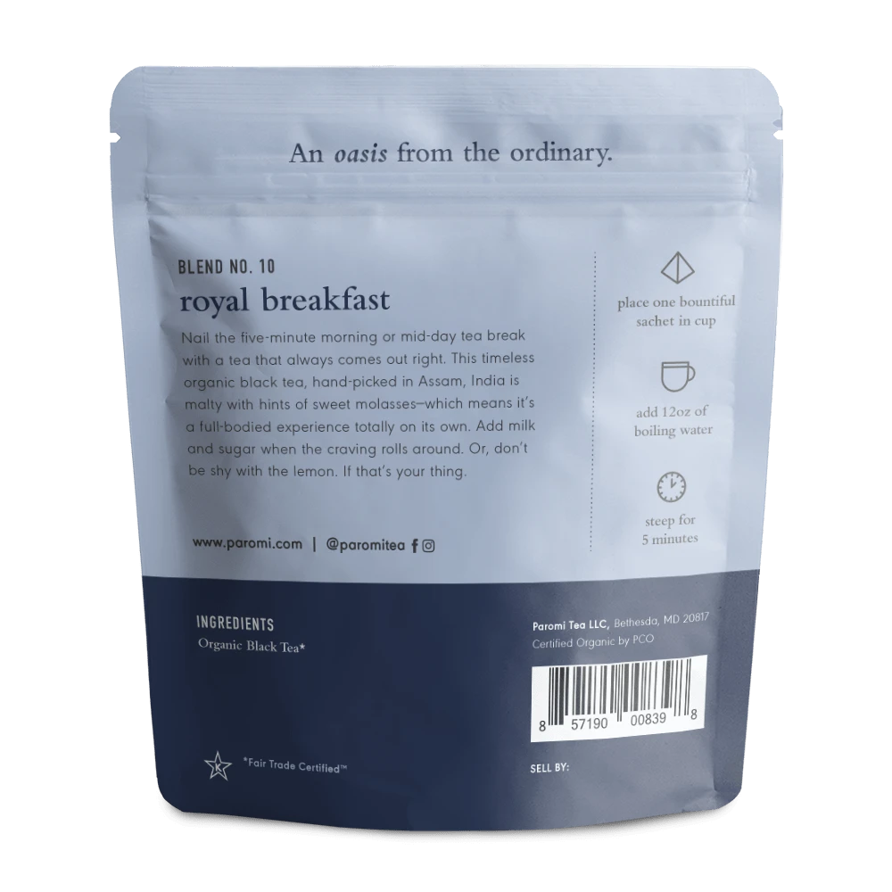 Organic Royal Breakfast Black Tea, Full Leaf, In Pyramid Tea Bags By Paromi Tea 5 Organic Royal Breakfast Black Tea, Full Leaf, In Pyramid Tea Bags By Paromi Tea - Image 5