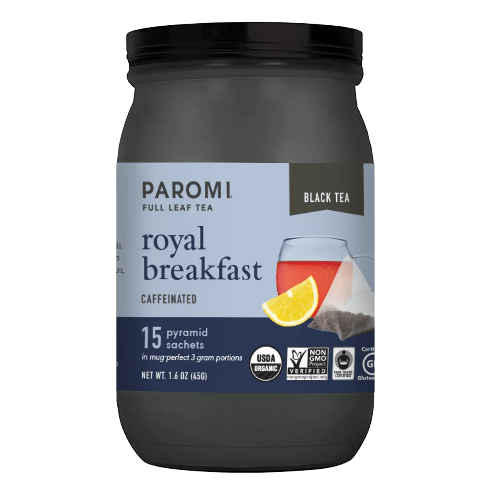 Organic Royal Breakfast Black Tea, Full Leaf, In Pyramid Tea Bags By Paromi Tea 1 Organic Royal Breakfast Black Tea, Full Leaf, In Pyramid Tea Bags By Paromi Tea