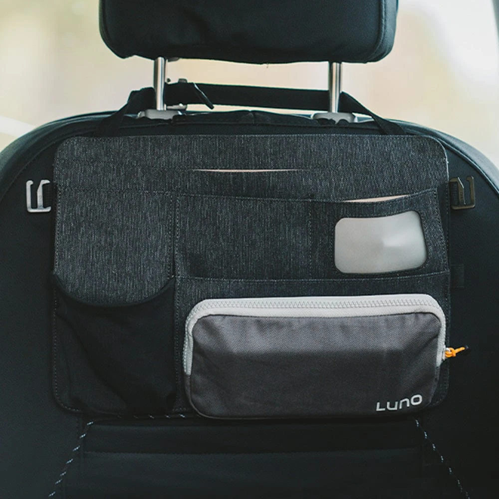 Luno® Seatback Organizer 2.0 – Stealth Black Universal Fit Car Camping Storage System 1 Luno® Seatback Organizer 2.0 – Stealth Black Universal Fit Car Camping Storage System