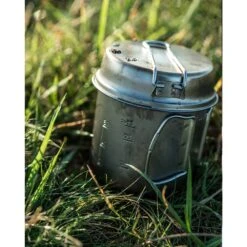 Snow Peak Titanium Trek 900 Ultralight Backpacking Cookset – 30.4 fl oz Pot & Fry Pan Lid -Campmor Outdoor Clothing SCS 008T
