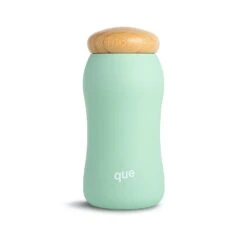 Que 17oz Insulated Stainless Steel Water Bottle - Stone Gray Ceramic Interior with Bamboo Cap -Campmor Outdoor Clothing SeafoamMint 17oz