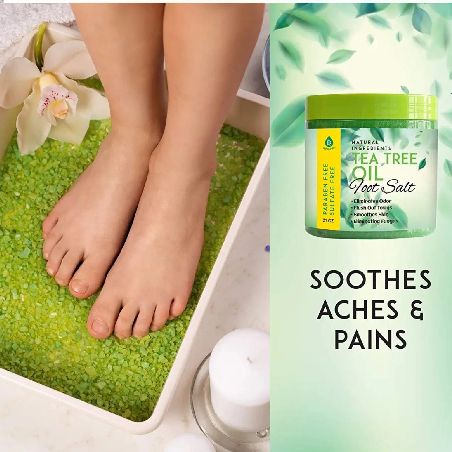 Tea Tree Oil Foot Salt 10 Oz By Pursonic 2 Tea Tree Oil Foot Salt 10 Oz By Pursonic - Image 2