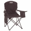 Coleman Cooler Quad Chair – Blue and Black Oversized Padded Folding Chair with 4-Can Cooler