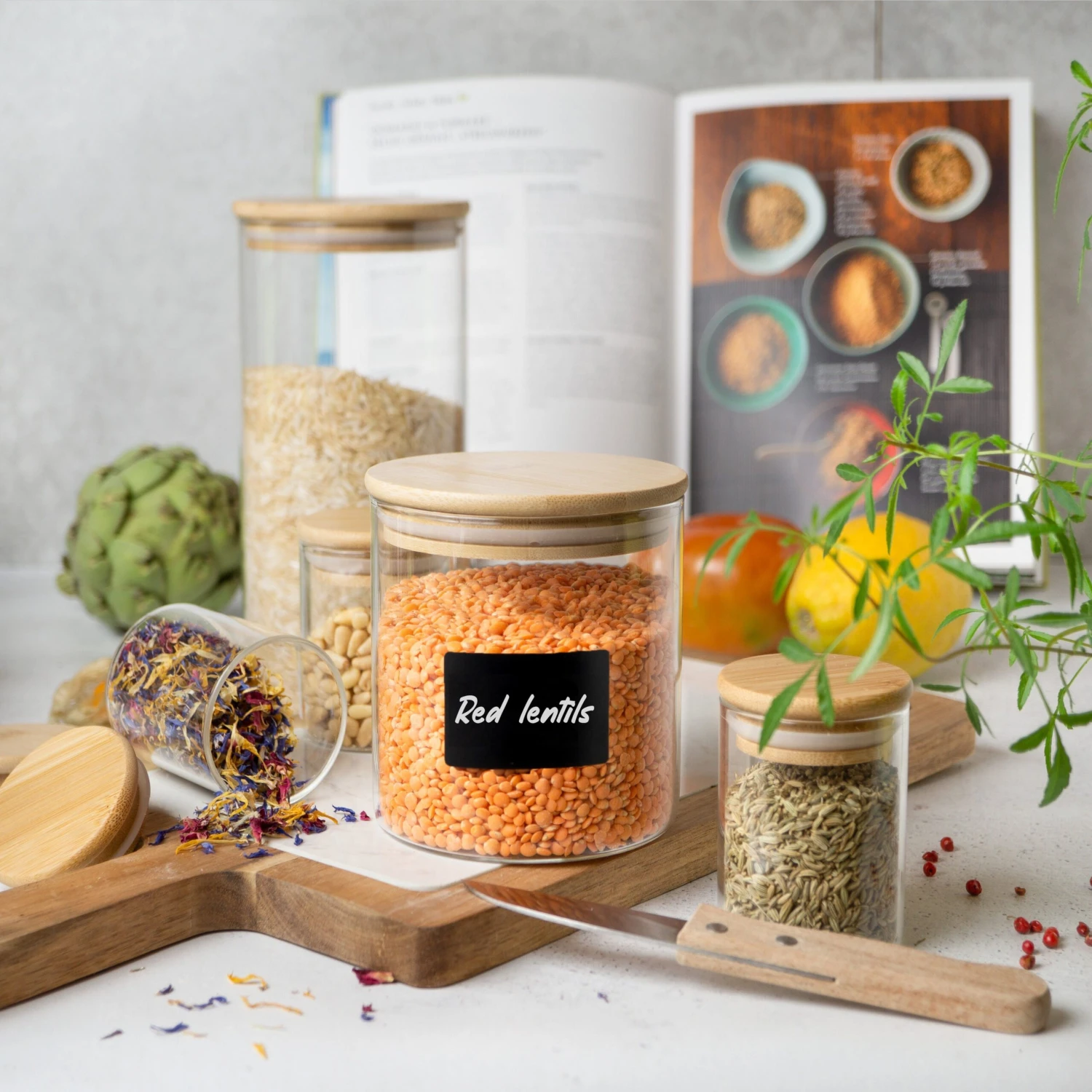 6 Glass Storage Jars With Lids, Includes Chalkboard Stickers And Chalk Pen By Moritz & Moritz 11 6 Glass Storage Jars With Lids, Includes Chalkboard Stickers And Chalk Pen By Moritz & Moritz - Image 11