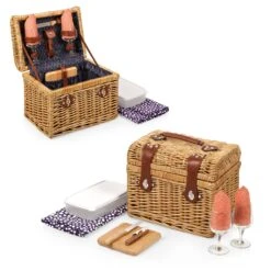Napa Wine & Cheese Picnic Basket for 2 - Vintage Willow Wicker Set with Adeline Pattern Accessories -Campmor Outdoor Clothing a5fab7141649461d31b0e45dc579c685d08b5f12